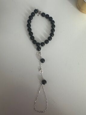 925 México Black Beaded Hand Harness with Star Charm